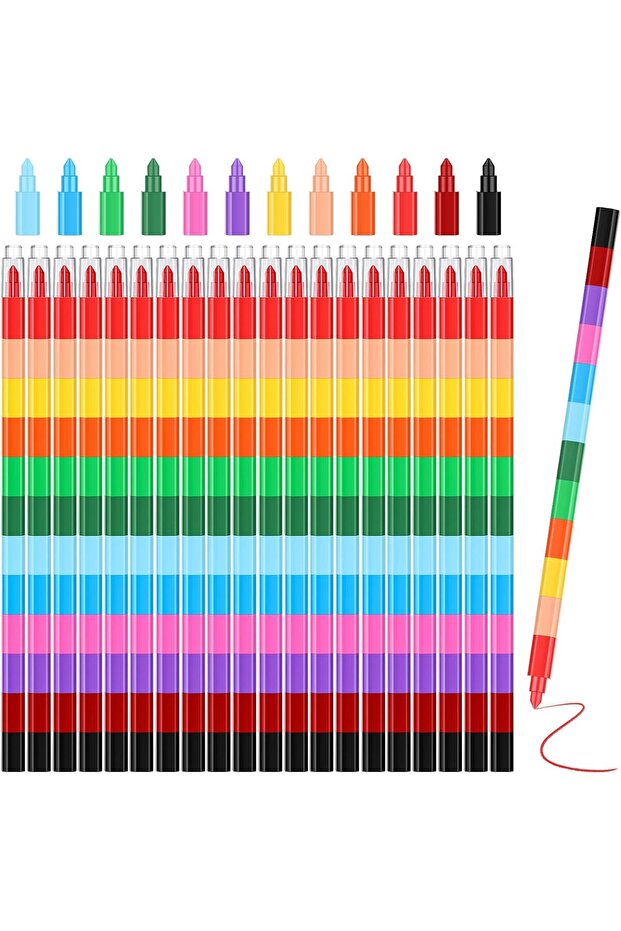Marspark 20-Piece Stackable,12 Vibrant Colors,DIY Building Block Drawing Set for Kids