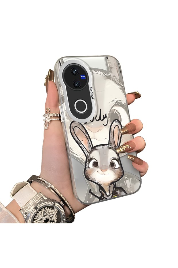 Vivo V50 Compatible Cartoon Fox Judy Patterned Case Acrylic Hard Back Silicone Edge