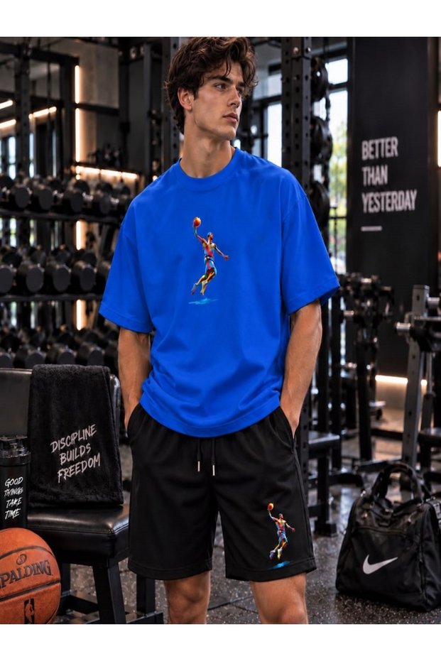 New Season Unisex T-Shirt and Shorts Basket Adam Printed Set