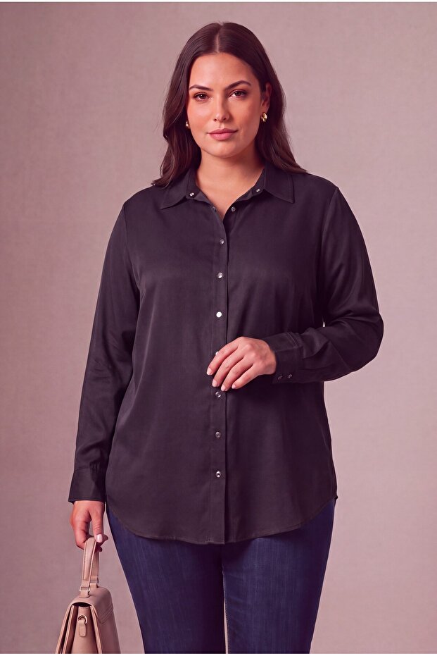 Tensel Plus Size Shirt Black