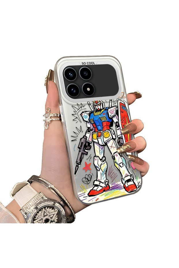 Xiaomi Redmi K90 5g Compatible Hard Acrylic Back Silicone Edge Lens Protection Mechanical Robot Pattern Case