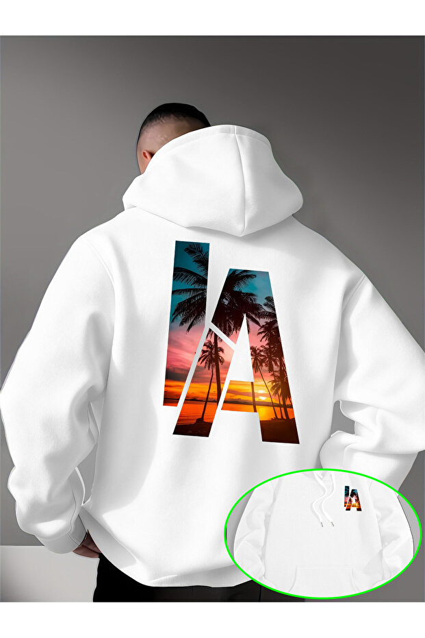 Unisex Men's Printed Hooded Kangaroo Pocket Comfortable Fit Regular Cut Sweatshirt