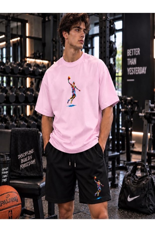 New Season Unisex T-Shirt and Shorts Basket Adam Printed Set