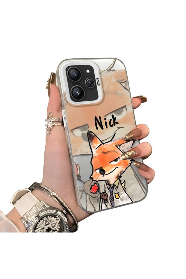 Case for Xiaomi Redmi 12 4G/5G Compatible Cartoon Fox Nick Pattern Case Acrylic Hard Back Silicon Edges