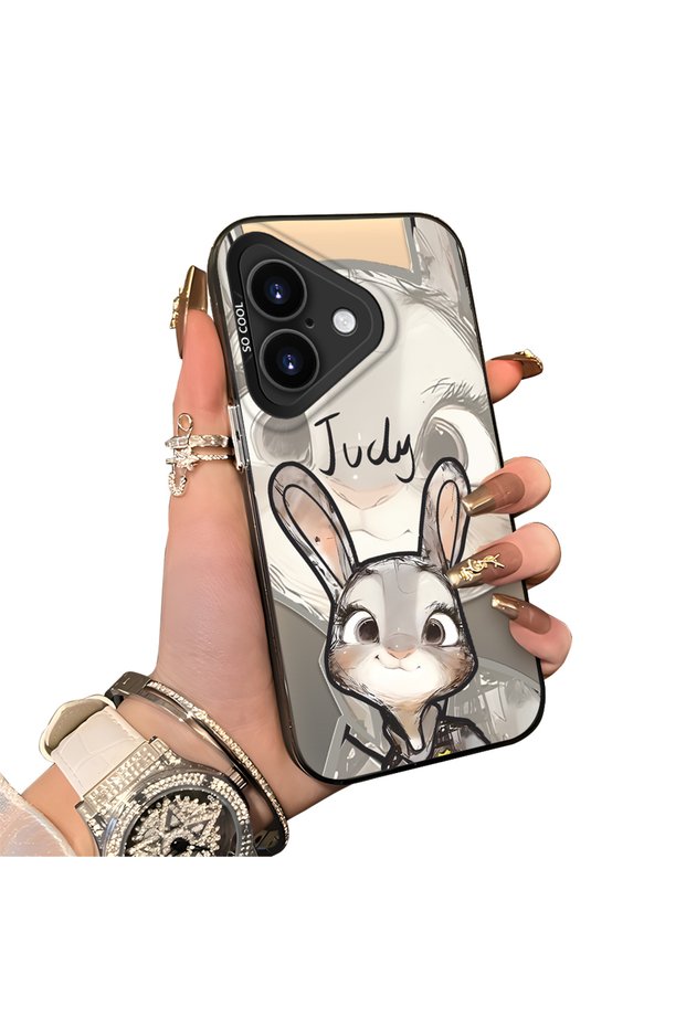 حافظة متوافقة مع هاتف iPhone 17 بتصميم رسوم متحركة على شكل ثعلب جودي، مصنوعة من الأكريليك الصلب وحافة من السيليكون