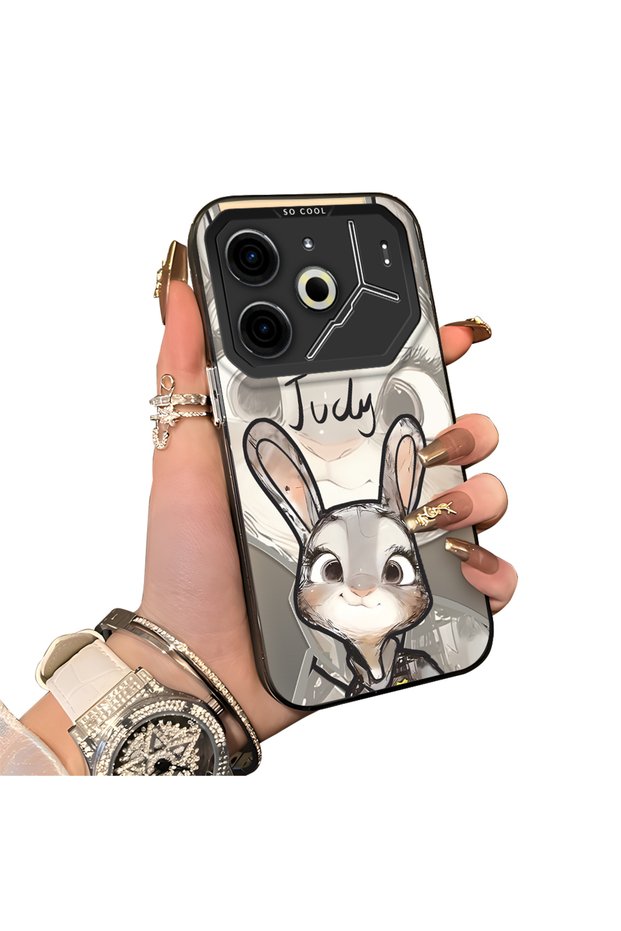 Case for Tecno Pova 6/Pova 6 Pro 5g Compatible Cartoon Fox Judy Pattern Case Acrylic Hard Back Silicon Edging