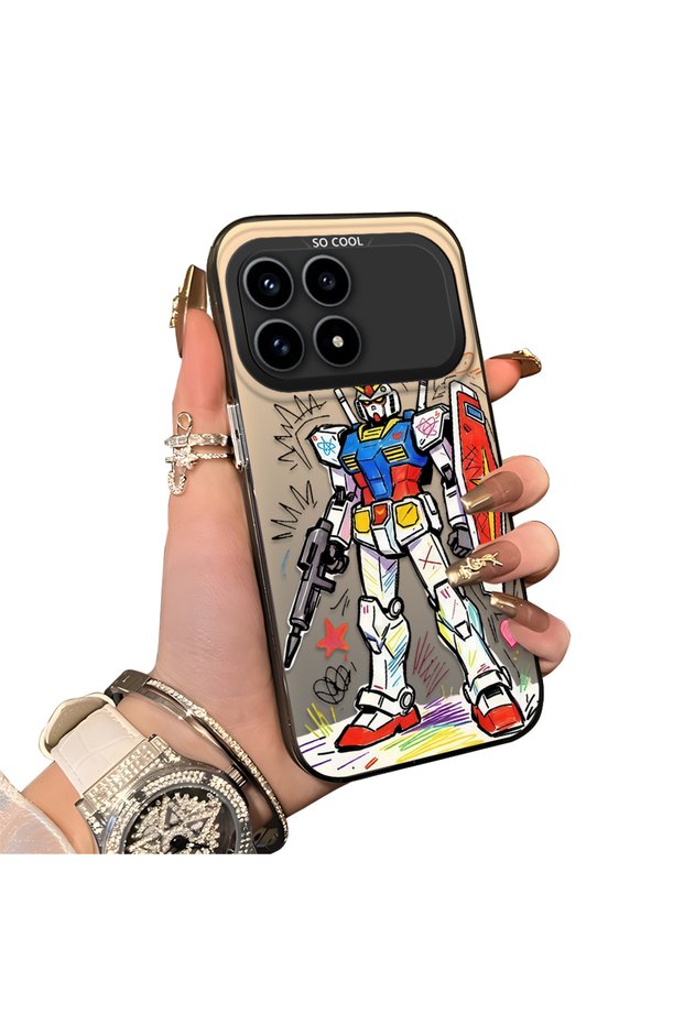 Xiaomi Redmi K90 5g Compatible Hard Acrylic Back Silicone Edge Lens Protection Mechanical Robot Pattern Case