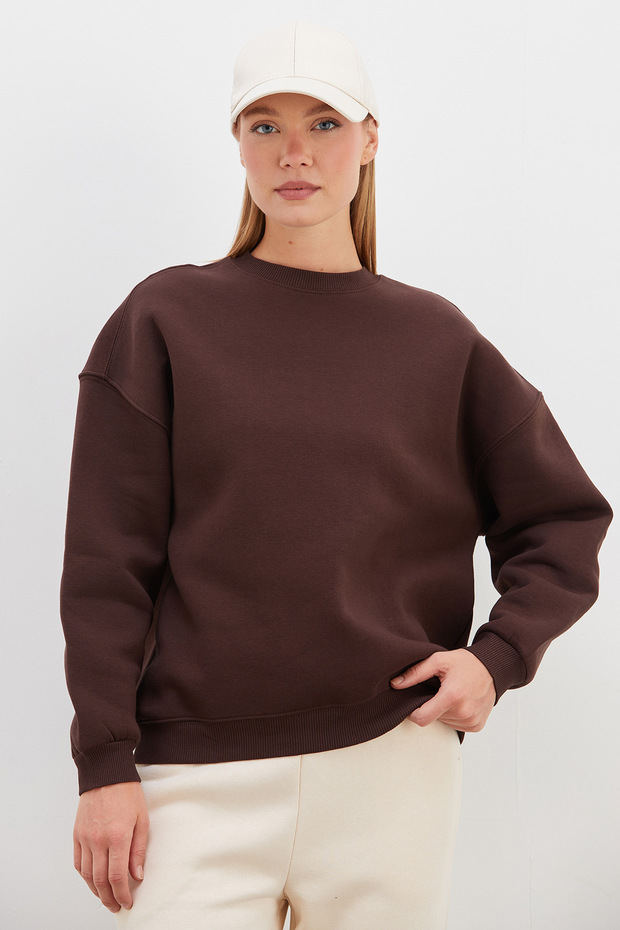 3 Yarn Basic Crew Neck Oversize Sweatshirt
