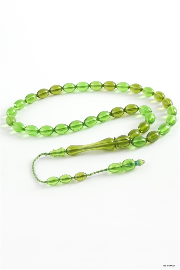 Concepta Olive Shaped Plastic Prayer Beads 8X11 (10303) mm Green-1
