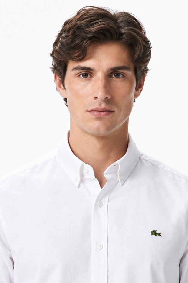 Mens Slim Fit White Shirt Slim Fit Cotton Men's Shirt White