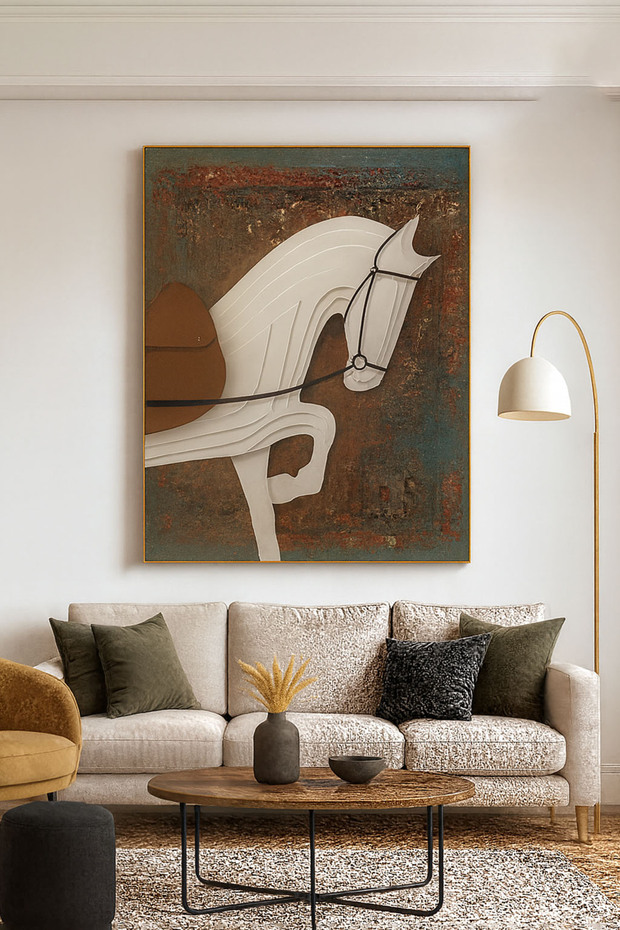 Elegant Wall Art Painting with Outer Frame, Scenic Views Decor, 60x120 cm