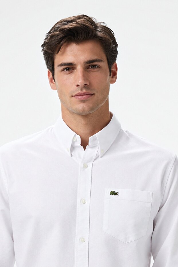 Mens Regular Fit White Shirt Standard Cut Organic Cotton Men's Shirt White