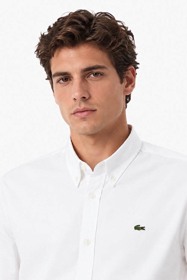 Mens Slim Fit White Cotton Shirt Slim Fit Cotton Men's Shirt White