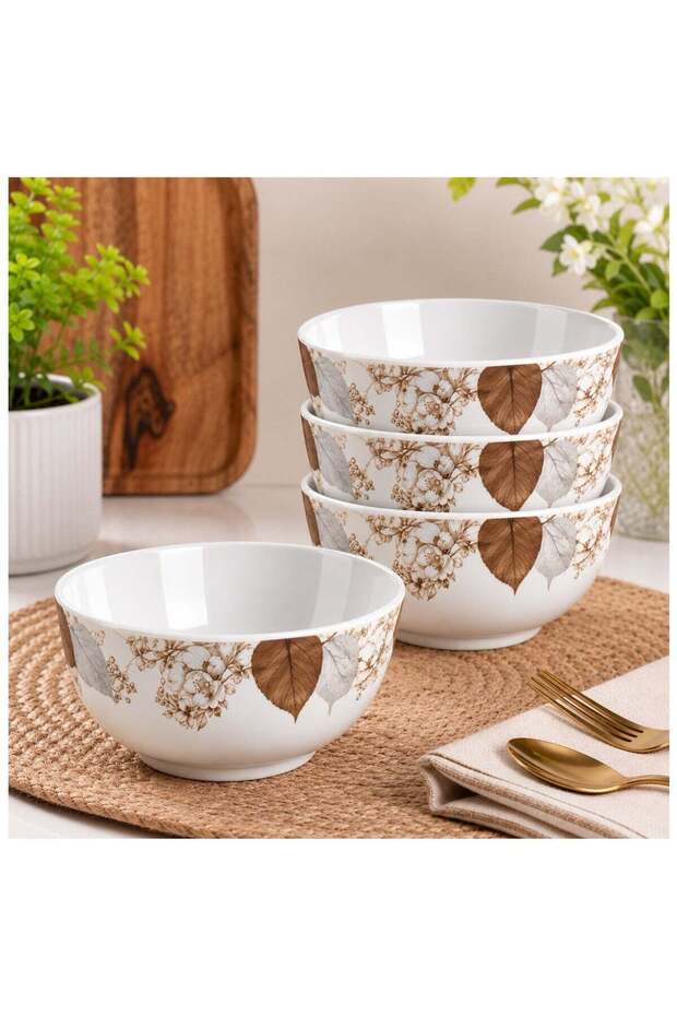 3.5 Inch Bowl Set of 4, ECOLEAF Leaf & Floral Design Small Serving Bowls, 9 cm Snack Dessert Fruit Dip Sauce Condiment Bowls for Home Kitchen Dining