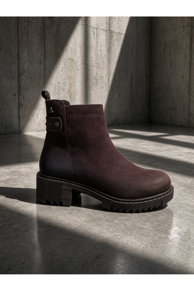 Kemal Aygün-Venüs Women's Genuine Leather Zippered Thick Sole Boots