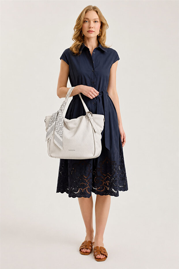 Felt Edge Moon Buckle Scarf Strap Bag