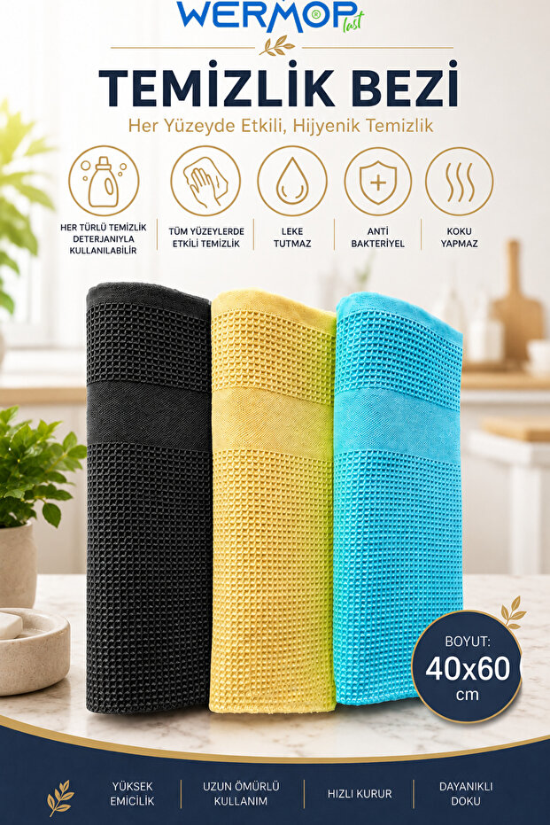 Strong 3-Pack Microfiber Cleaning Cloth 40X60 cm