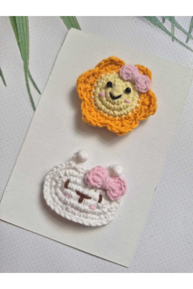 Güneşli Set Special for Babies with Little Hair, Non-Burning, Non-Slip 2-Piece Baby Clips, Handmade Gift Set