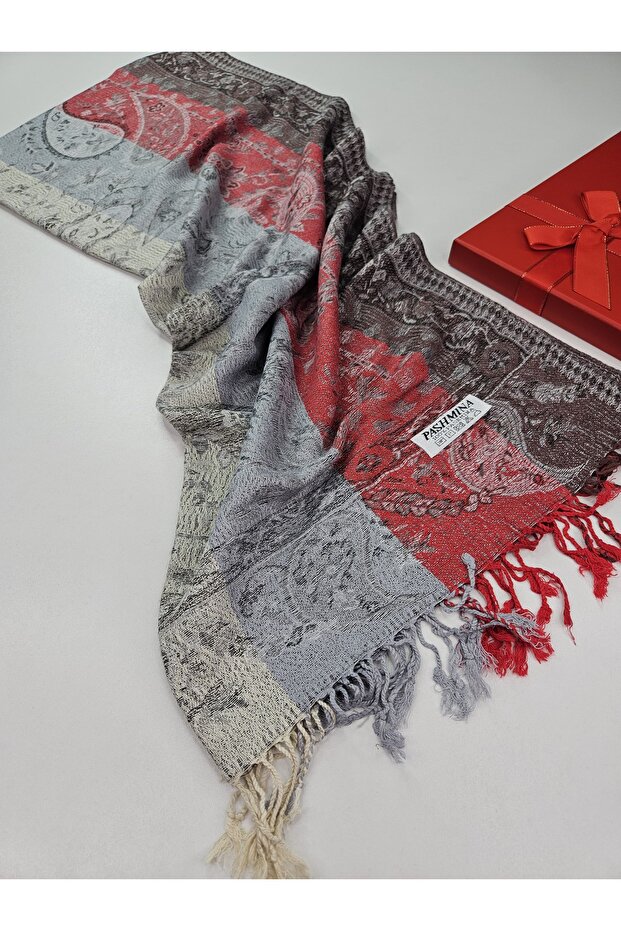 Paisley Patterned Double-Sided Rota Series Jacquard Shawl 70 X 200 cm – Soft Textured