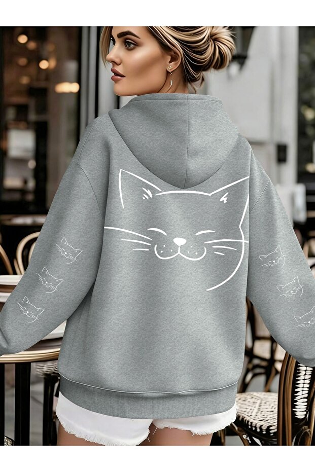 Unisex Sleeve Printed Hooded Kangaroo Pocket Comfortable Fit Regular Cut Sweatshirt