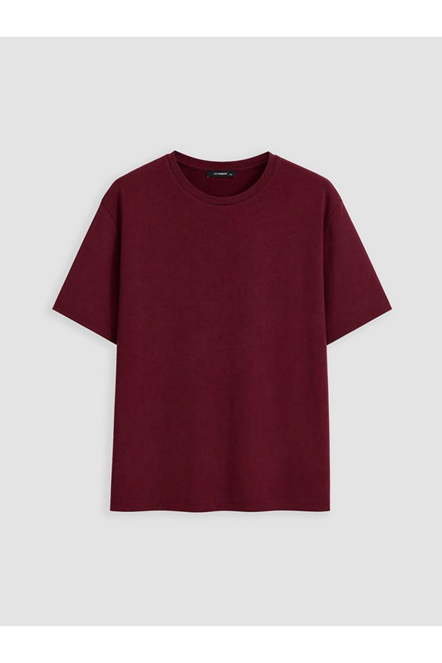Peak New Season Burgundy Large Size Crew Neck Women's T-Shirt