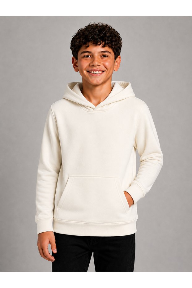 Unisex Children's Ecru 100% Cotton Sweatshirt 3-Ply Fabric Without Shardons (4-Season)