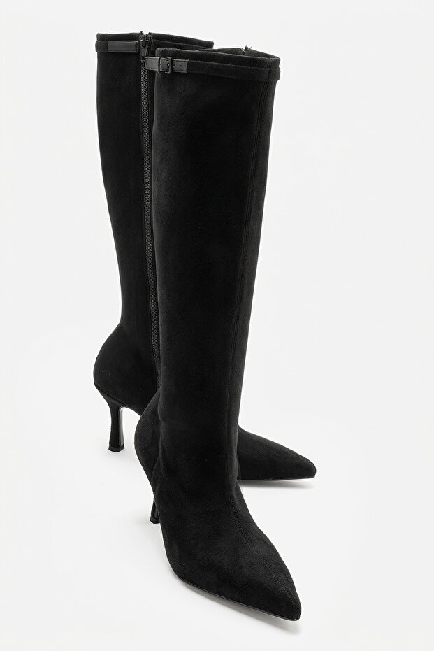 Dorado Black Suede Women's Heeled Boots