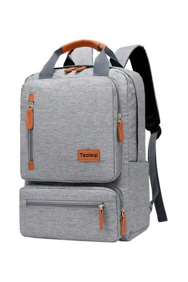 Anti-Theft Travel Backpack Grey/Orange