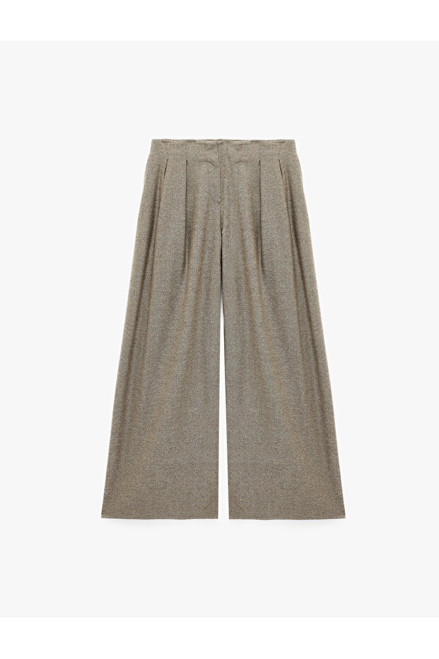Viscose Blended High Waist Pleated Palazzo Pants with Pockets
