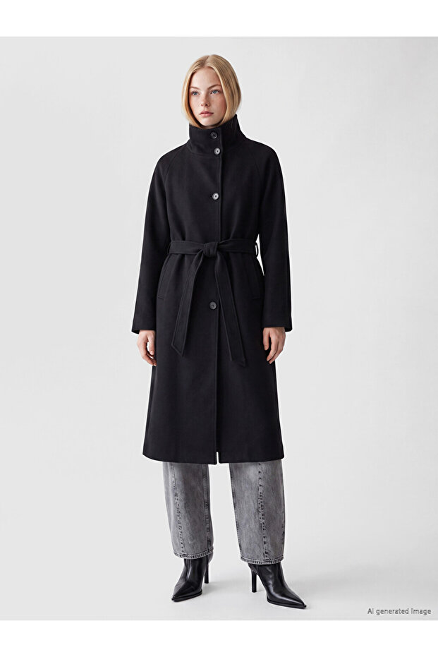 Xsidedik Collar Belted Women's Cashmere Coat