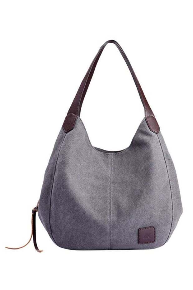 Stitched Detailed Shopper/Tote Grey