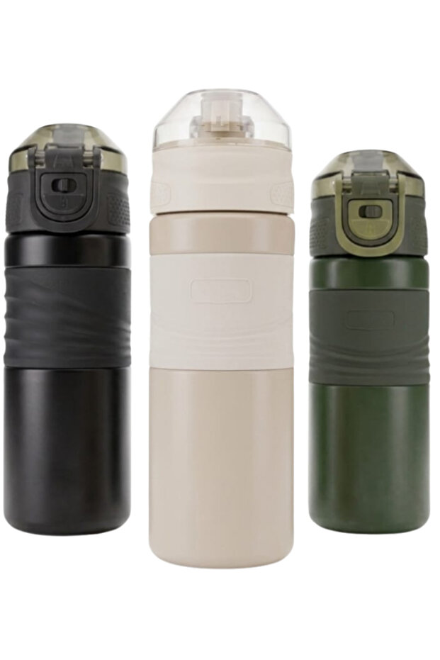 Steel Flask 450 ml with Straw and Locking Lid Black