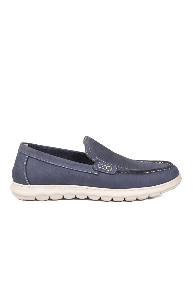 Blue Nubuck Genuine Leather Anatomical Memory Comfortable Sole Men's Casual Shoes Loafer M732