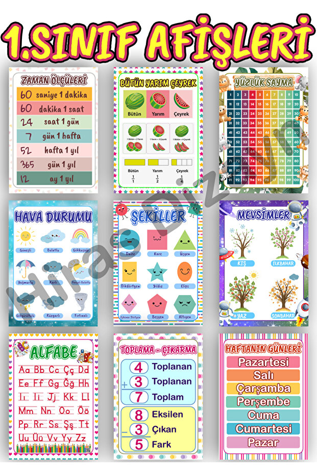 1. Classroom Lesson Poster Set Classroom Posters 10 Pieces 30X42Cm A3- New Curriculum Elementary School Preschool Educational Classroom Board Decoration Set 300Gr Thick Art Paper Wall Posters Educational Materials