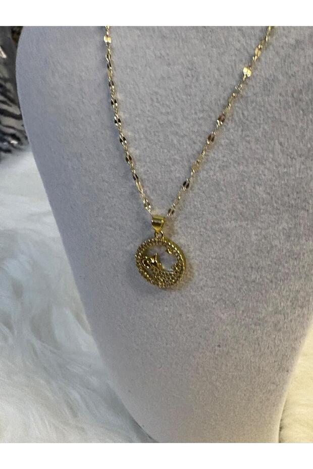 Zodiac Sign Pendant Sedefli̇ Necklace 316L Stainless Gold “Anti-Allergic” Stylish Elegant