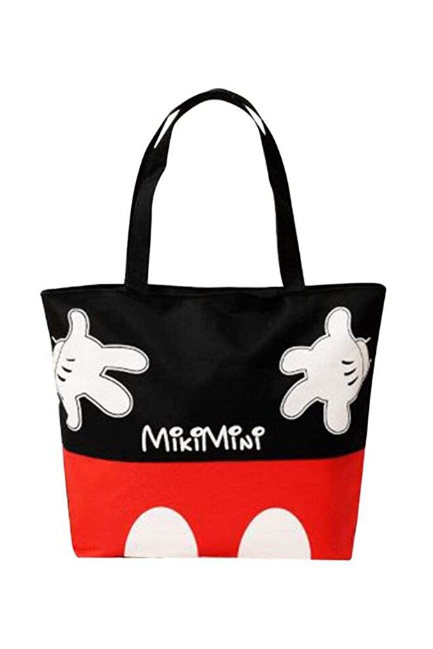 Printed Zipper Tote Bag MulticolourBlack/Red/White