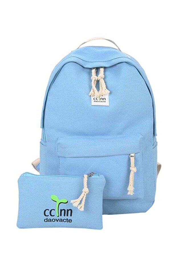 Adjustable Straps Backpack With Pouch Blue