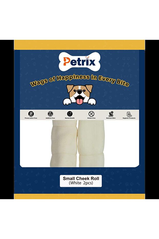 Small Cheek Roll White Dog Chew Treat (6 Inch, 2 Pcs)