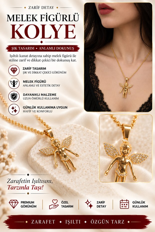 Teemood Brooklyn Steel Jewelled Angel Necklace