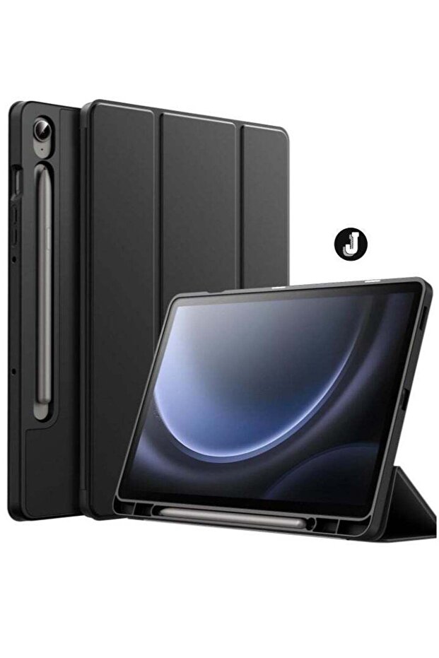 2024 Case for Samsung Galaxy Tab S9 FE 10.9-Inch – Soft TPU Tri-Fold Stand Protective Cover with S Pen Holder, S Pen Charging Support, Auto Wake/Sleep (Black)