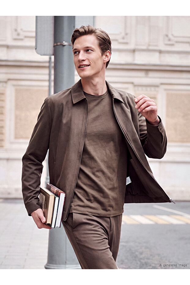 Vizyon New Season Brown Regular Fit Soft Touch Men's Jacket