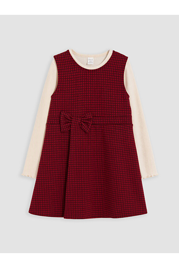 Girls' Embroidered Checkered Dress with Bow for Style Enthusiasts from Uzg Store