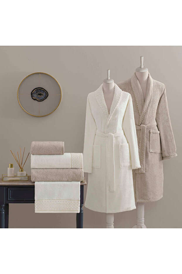 Mila Bambu 6-Piece Family Set Ecru-Brown