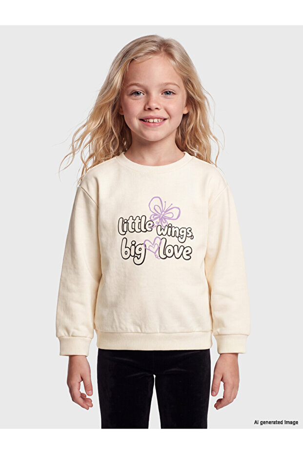 Lc waikiki crew neck printed girl's sweatshirt