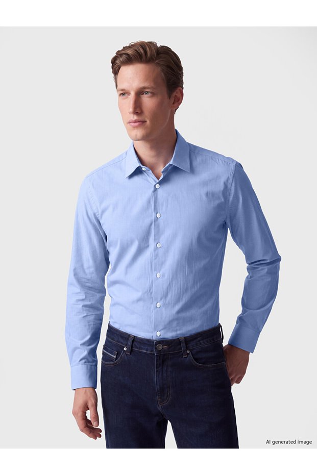 I Standart Fit Striped Poplin Men's Shirt from Freezen Store