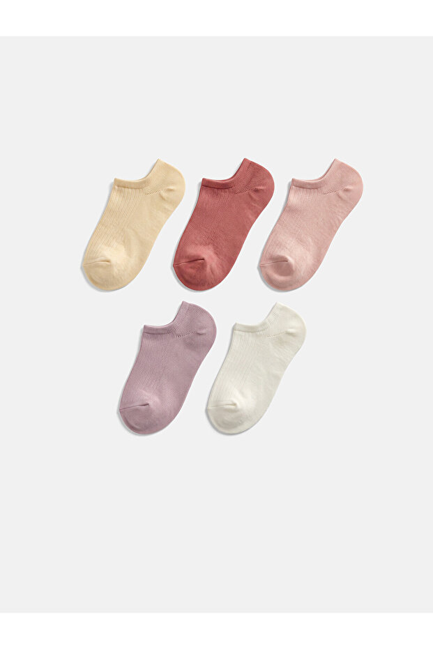 Two Mt Shop Quality Lcw Dream Ecru Plain 5-Piece Pack Women's Booties Socks