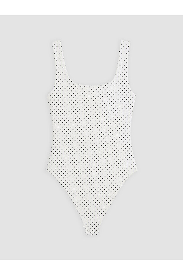 Two Mt Shop Quality Lcw Vision White Combed Cotton Polka Dot Super Skinny & Extra Narrow Strap Women's Snap Fastener