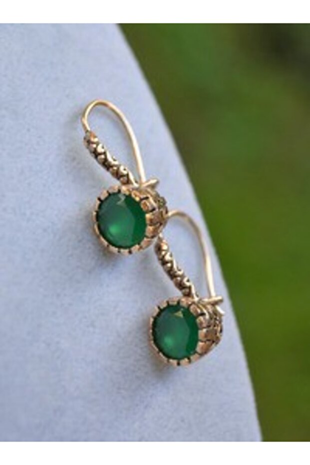 Emerald Gemstone Authentic Earrings - Green -