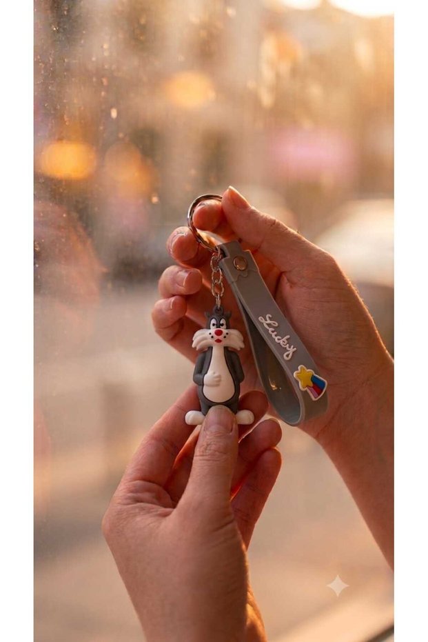 Cute Character Figure Silicone Keychain with Strap, Bag Accessory, Car Key Decoration