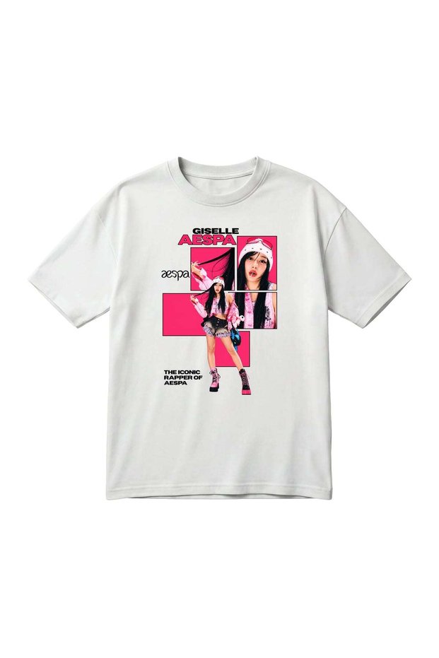 Aespa Giselle K-Pop Themed Pink Aesthetic Unisex Printed Oversize T-Shirt